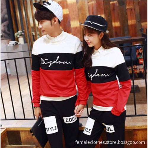 Spring Autumn lovers long-sleeved shirt and trousers Slim tops and pants